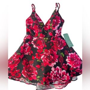New With Tags - B.Smart Formal Red Roses Floral Cute Short Tutu Dress Size 11